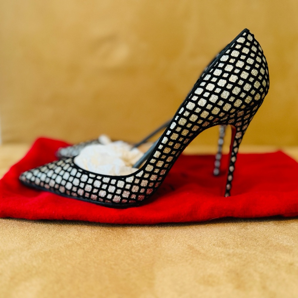 Christian Louboutin Iriza 120 Gold Black Glitter
Red Bottoms
